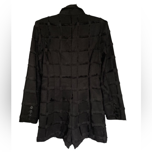 NWT Textured Blazer Romper Black Medium V-neck Collar - Picture 5 of 6